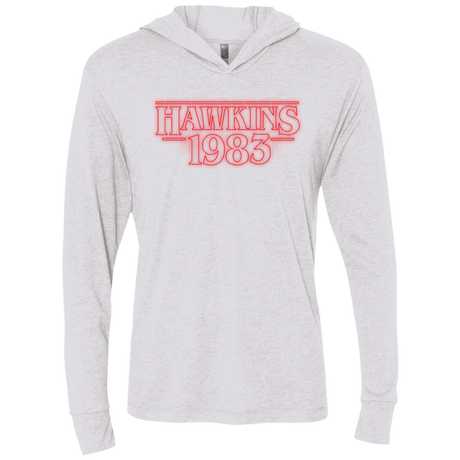 T-Shirts Heather White / X-Small Hawkins 83 Triblend Long Sleeve Hoodie Tee