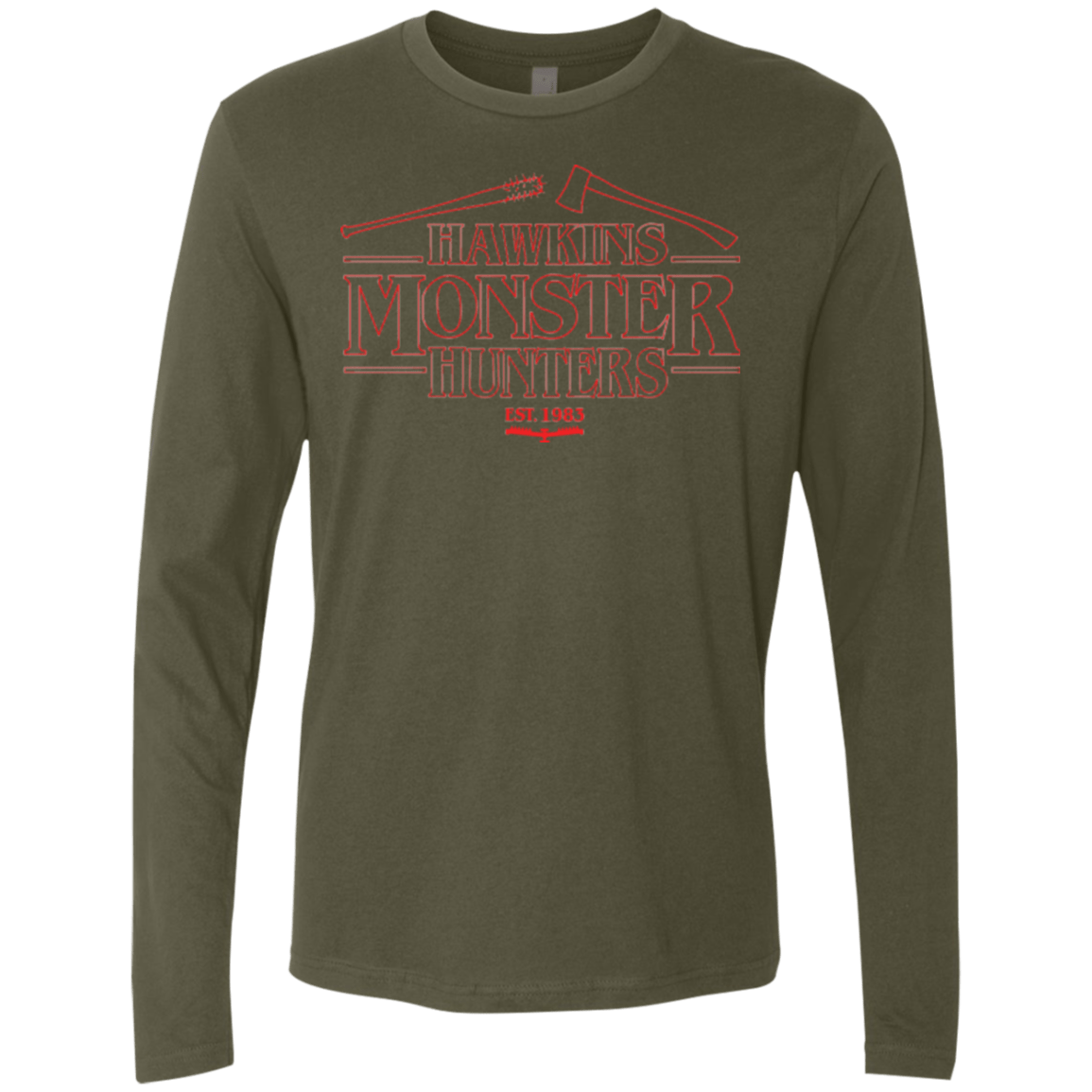 T-Shirts Military Green / Small Hawkins Monster Hunters Men's Premium Long Sleeve