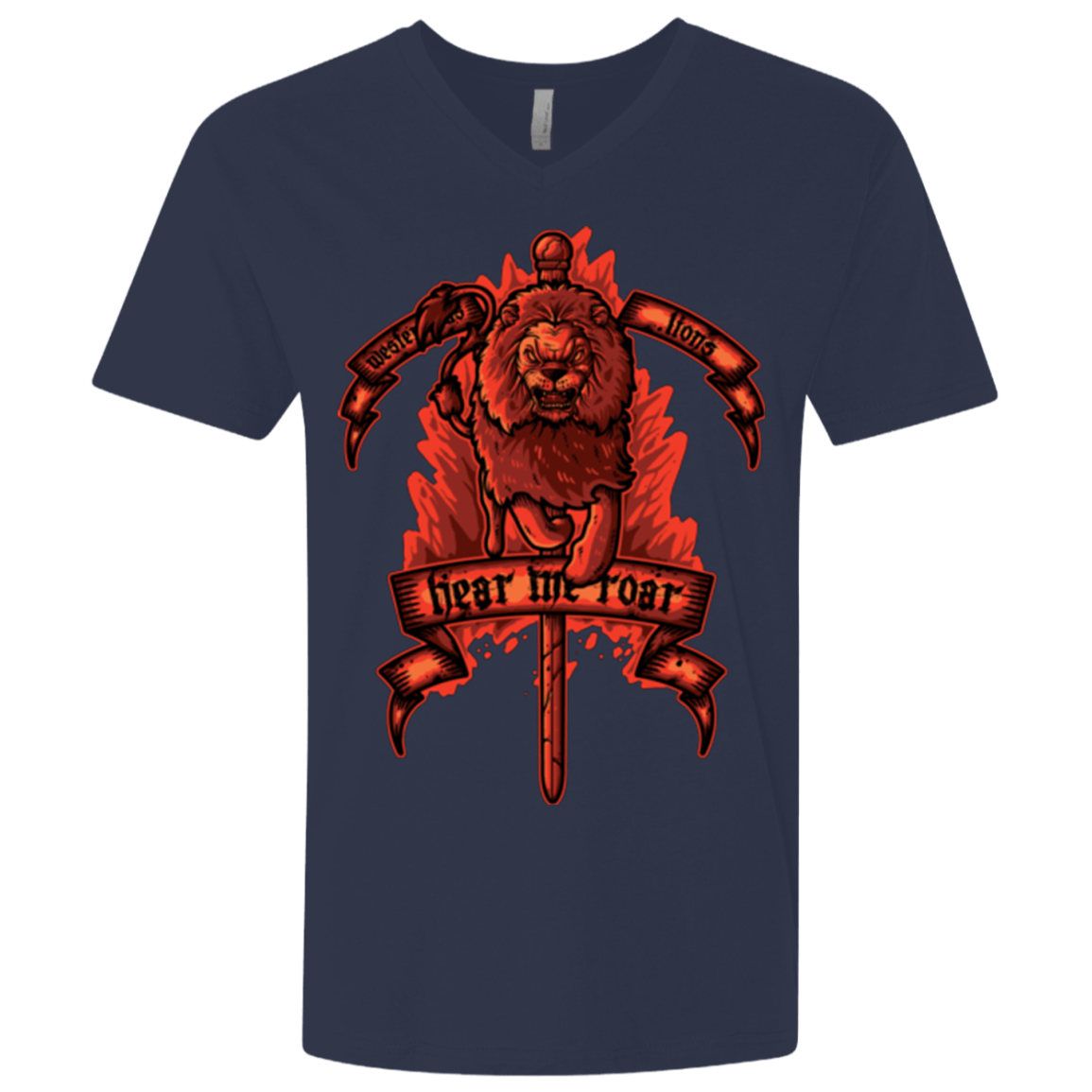 T-Shirts Midnight Navy / X-Small HEAR ME ROAR Men's Premium V-Neck