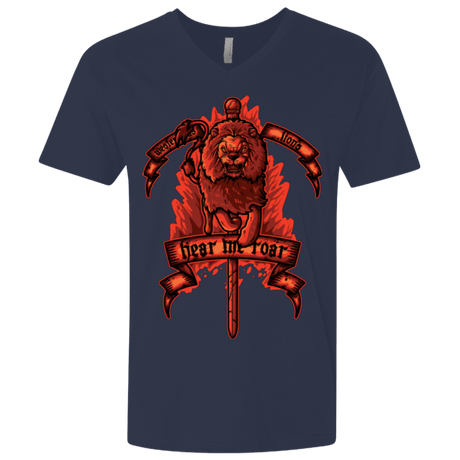 T-Shirts Midnight Navy / X-Small HEAR ME ROAR Men's Premium V-Neck
