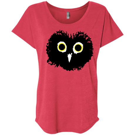 T-Shirts Vintage Red / X-Small Heart Owls Triblend Dolman Sleeve