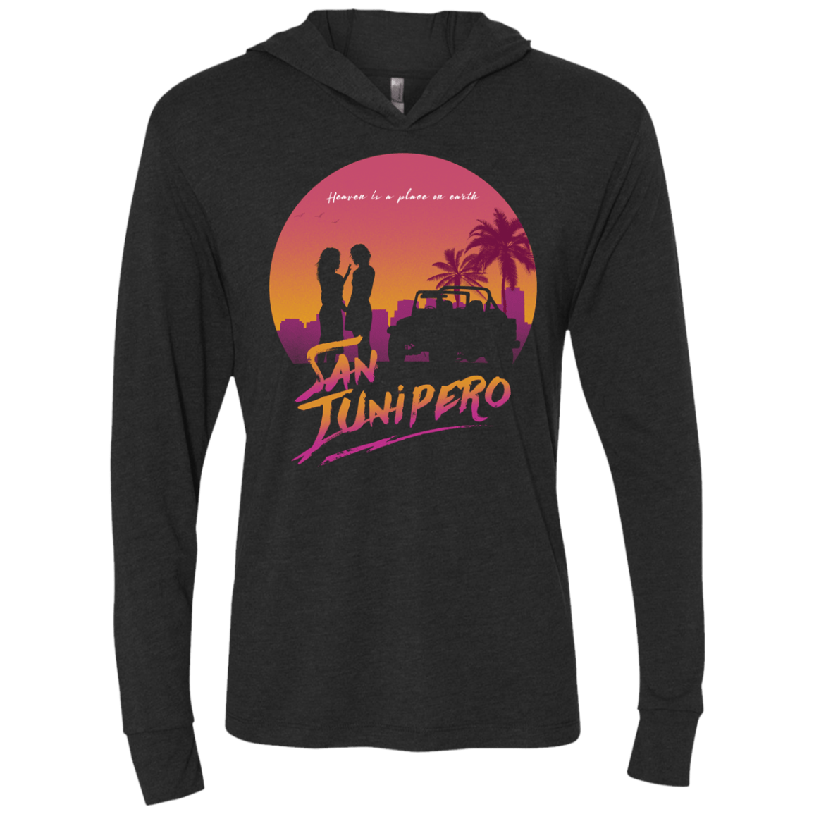 T-Shirts Vintage Black / X-Small Heaven is a place on Earth Triblend Long Sleeve Hoodie Tee