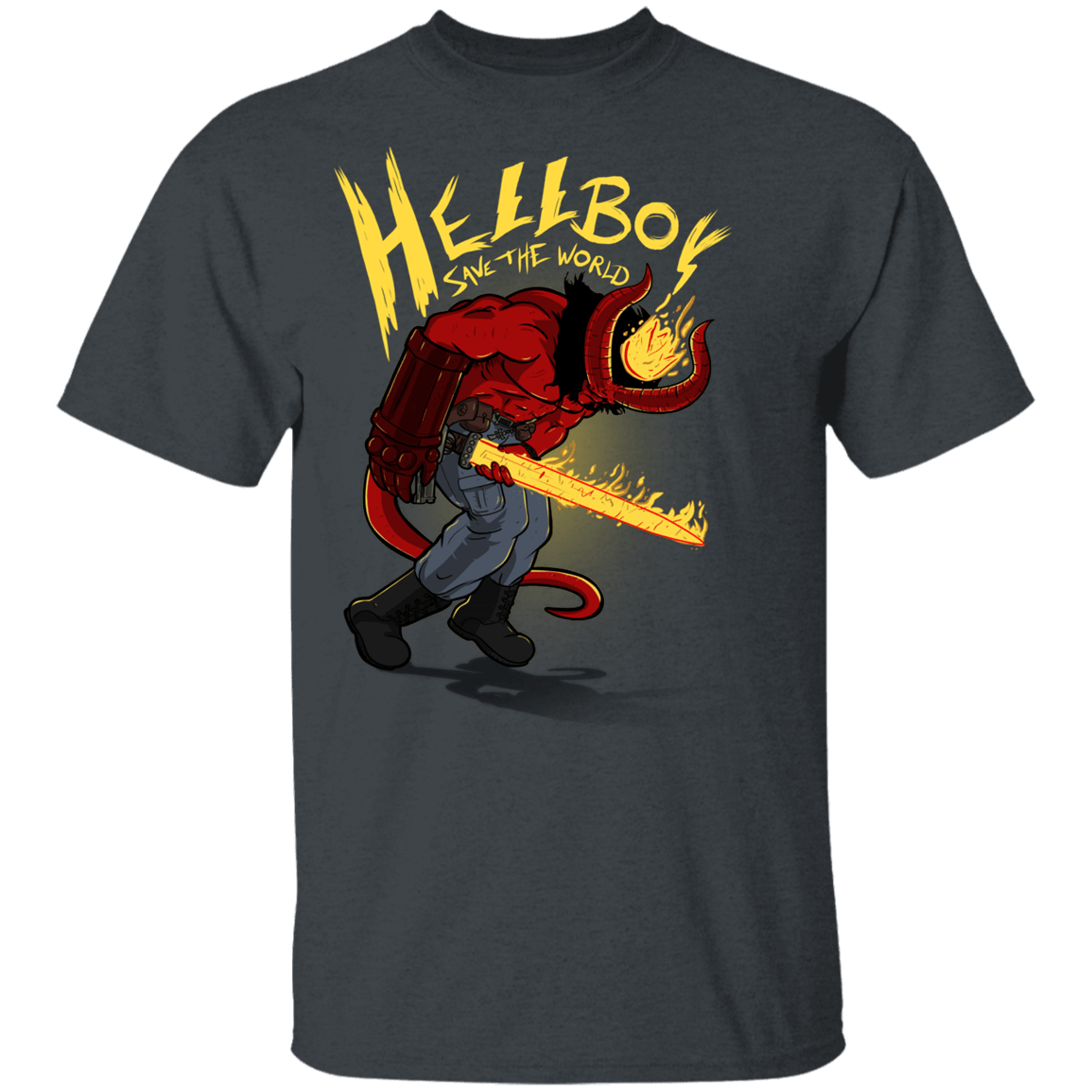 T-Shirts Dark Heather / YXS Hellboy Save The World Youth T-Shirt