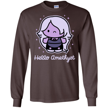 T-Shirts Dark Chocolate / S Hello Amethyst Men's Long Sleeve T-Shirt