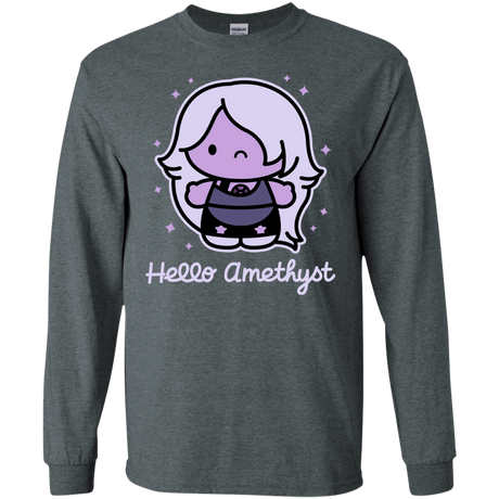 T-Shirts Dark Heather / S Hello Amethyst Men's Long Sleeve T-Shirt