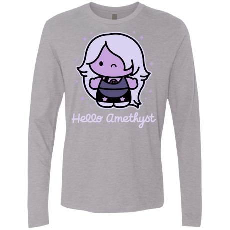 T-Shirts Heather Grey / S Hello Amethyst Men's Premium Long Sleeve