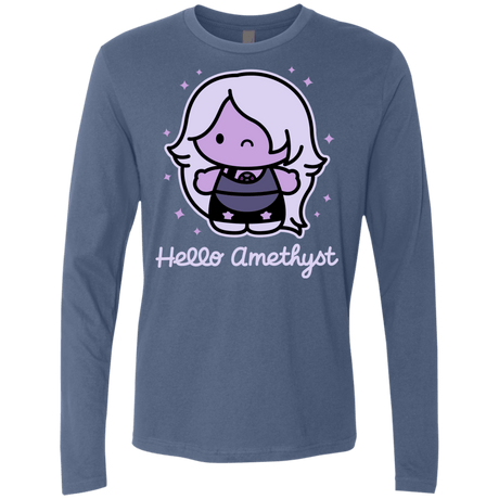 T-Shirts Indigo / S Hello Amethyst Men's Premium Long Sleeve