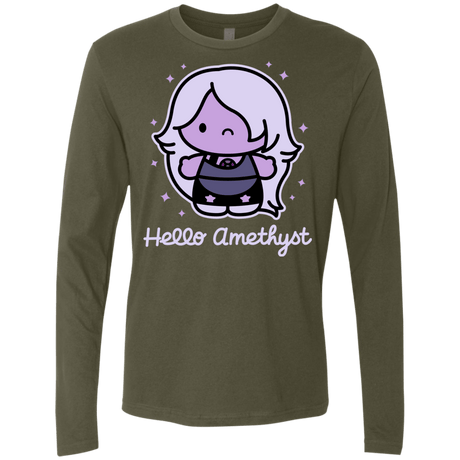 T-Shirts Military Green / S Hello Amethyst Men's Premium Long Sleeve