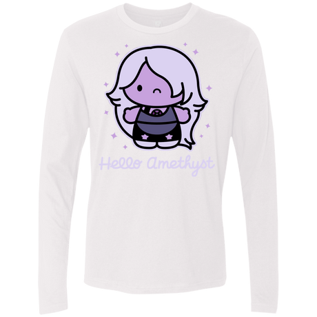 T-Shirts White / S Hello Amethyst Men's Premium Long Sleeve