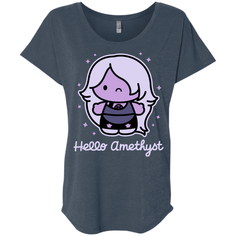 T-Shirts Indigo / X-Small Hello Amethyst Triblend Dolman Sleeve