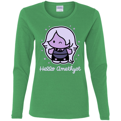 T-Shirts Irish Green / S Hello Amethyst Women's Long Sleeve T-Shirt