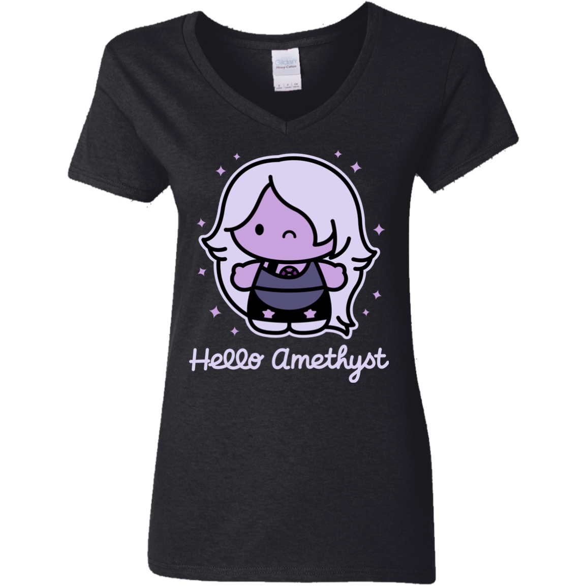 T-Shirts Black / S Hello Amethyst Women's V-Neck T-Shirt