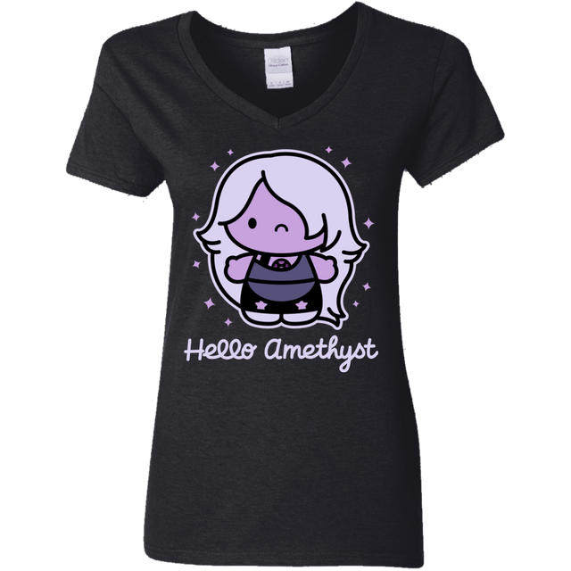 T-Shirts Black / S Hello Amethyst Women's V-Neck T-Shirt