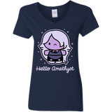 T-Shirts Navy / S Hello Amethyst Women's V-Neck T-Shirt