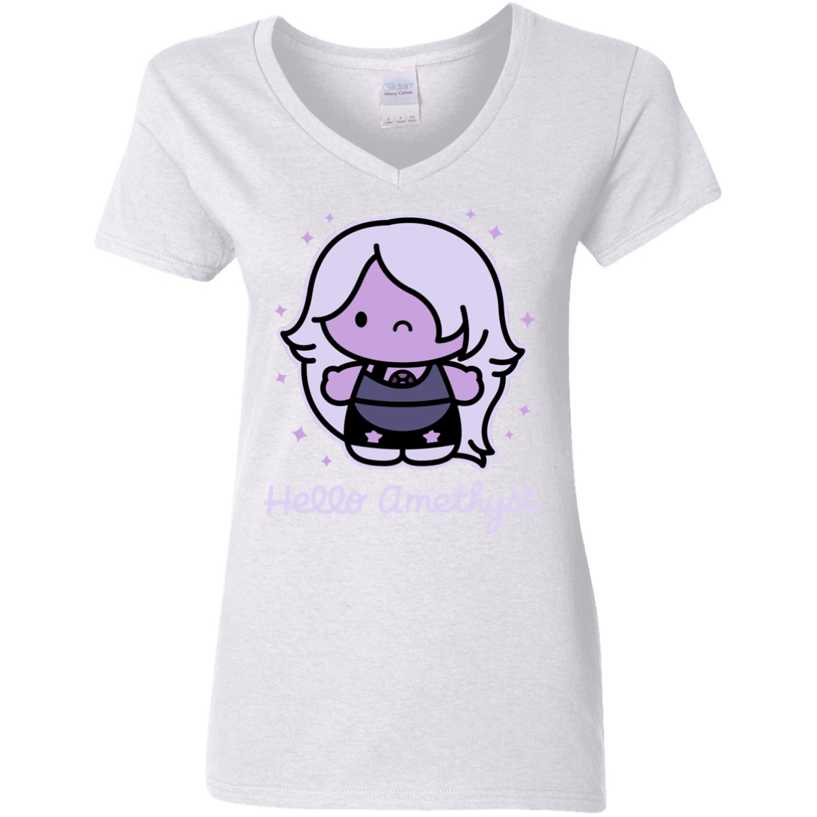 T-Shirts White / S Hello Amethyst Women's V-Neck T-Shirt