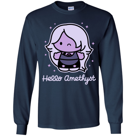 T-Shirts Navy / YS Hello Amethyst Youth Long Sleeve T-Shirt