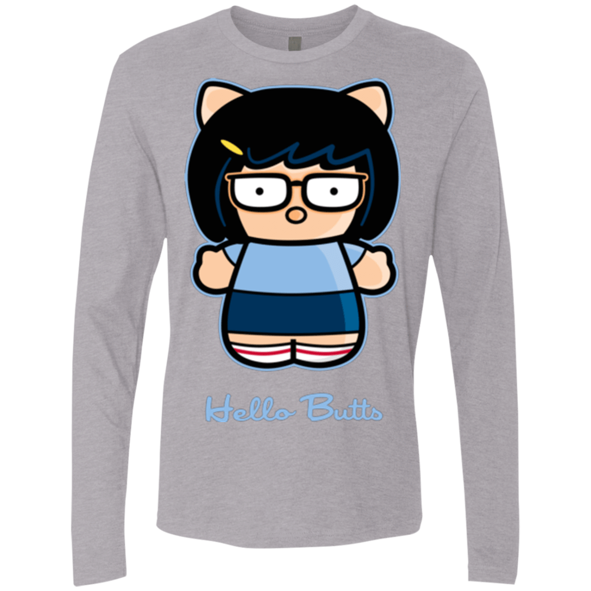T-Shirts Heather Grey / Small Hello Butts Men's Premium Long Sleeve