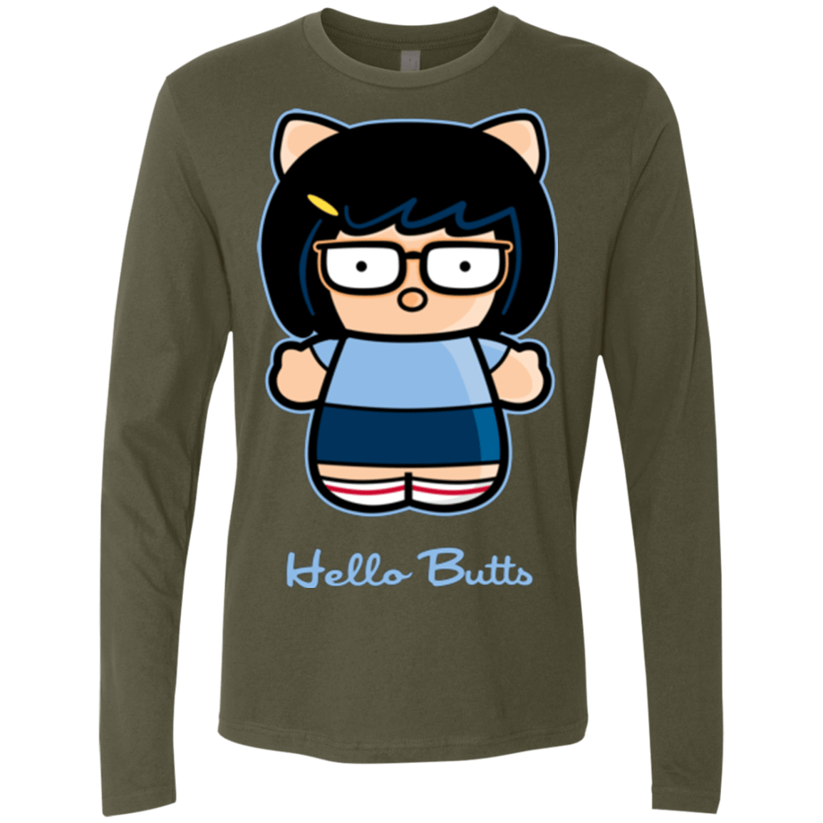 T-Shirts Military Green / Small Hello Butts Men's Premium Long Sleeve