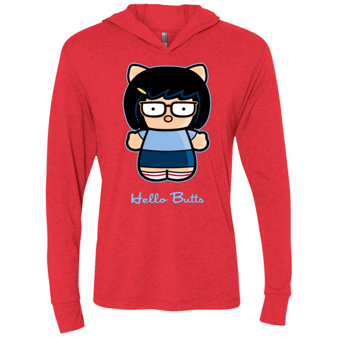 T-Shirts Vintage Red / X-Small Hello Butts Triblend Long Sleeve Hoodie Tee