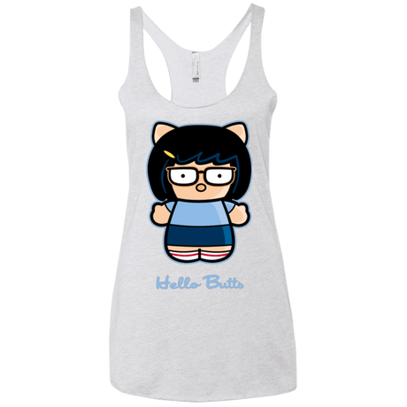 T-Shirts Heather White / X-Small Hello Butts Women's Triblend Racerback Tank