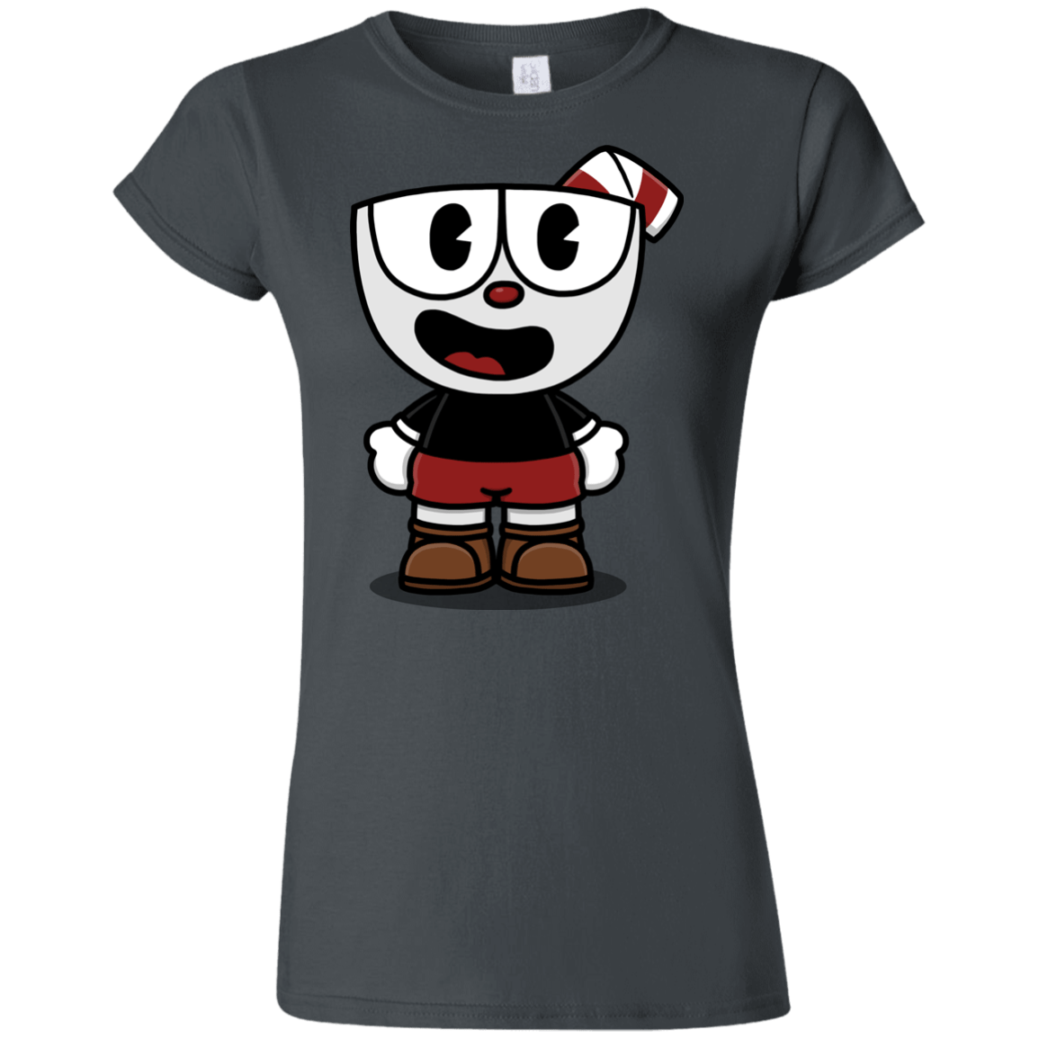 T-Shirts Charcoal / S Hello Cuphead Junior Slimmer-Fit T-Shirt