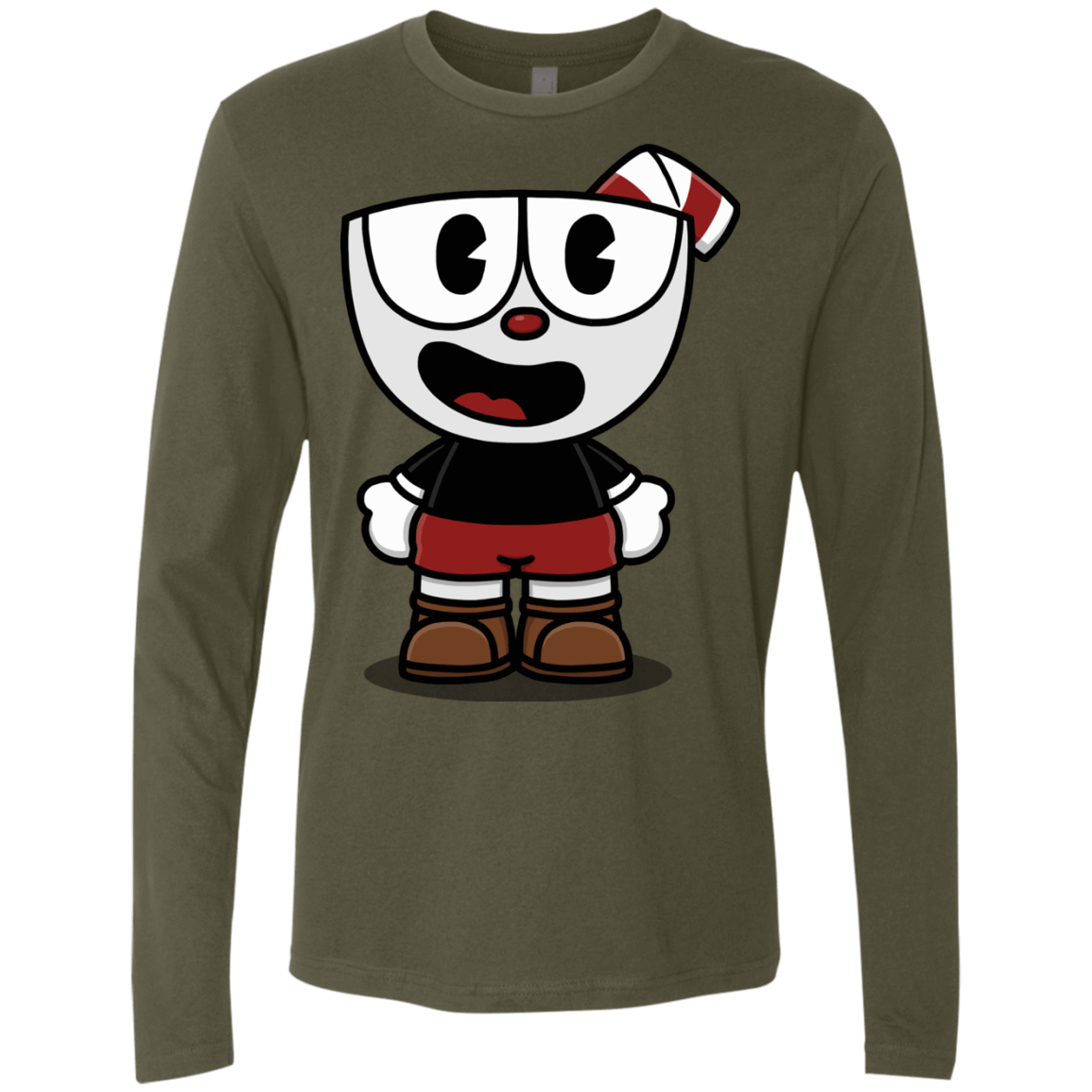 T-Shirts Military Green / S Hello Cuphead Men's Premium Long Sleeve