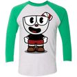 T-Shirts Heather White/Envy / X-Small Hello Cuphead Men's Triblend 3/4 Sleeve