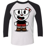T-Shirts Heather White/Vintage Black / X-Small Hello Cuphead Men's Triblend 3/4 Sleeve