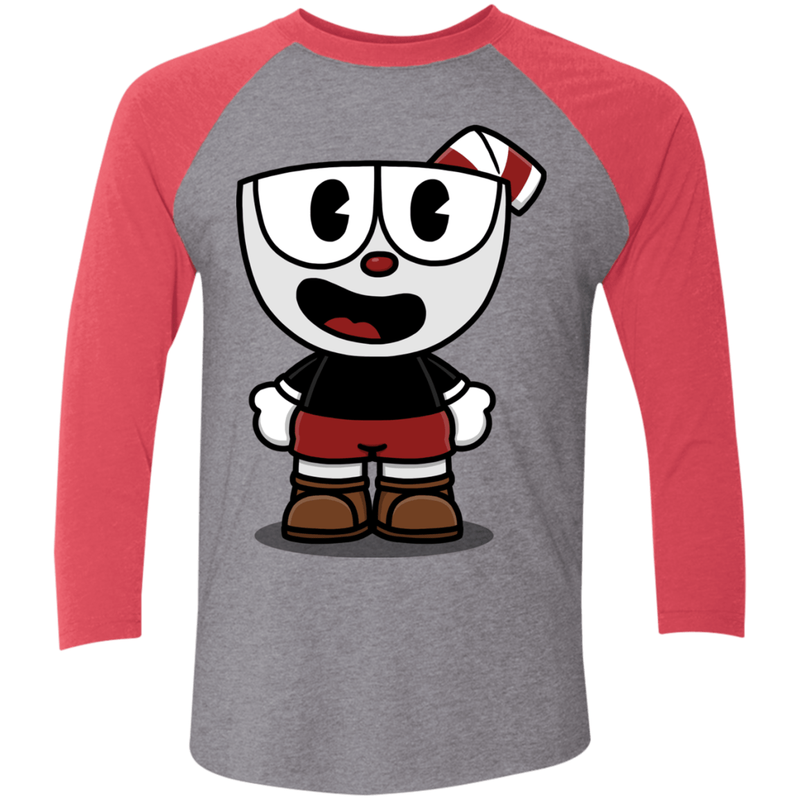 T-Shirts Premium Heather/Vintage Red / X-Small Hello Cuphead Men's Triblend 3/4 Sleeve