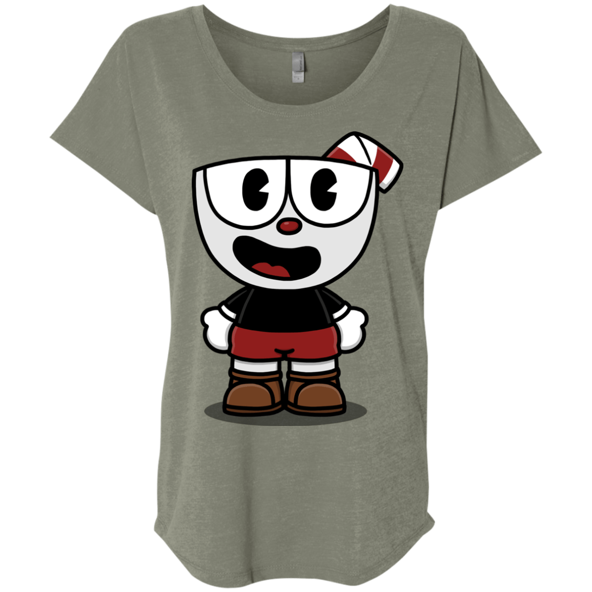 T-Shirts Venetian Grey / X-Small Hello Cuphead Triblend Dolman Sleeve