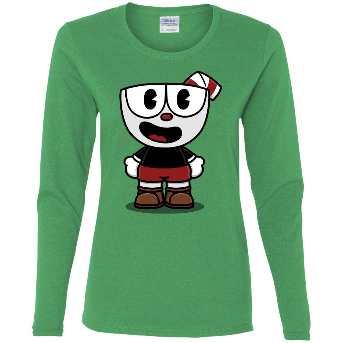 T-Shirts Irish Green / S Hello Cuphead Women's Long Sleeve T-Shirt