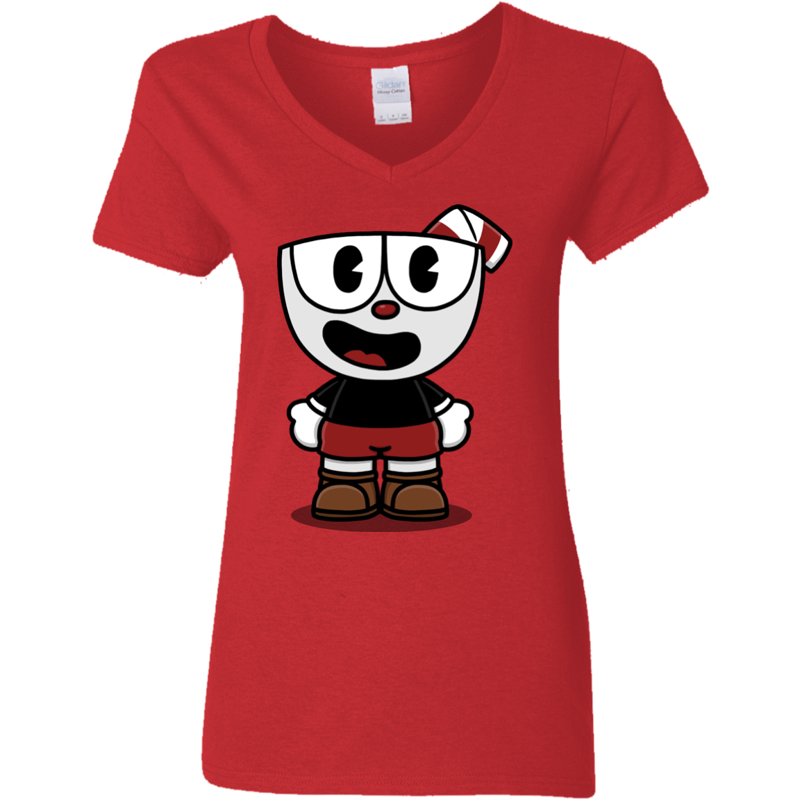 T-Shirts Red / S Hello Cuphead Women's V-Neck T-Shirt