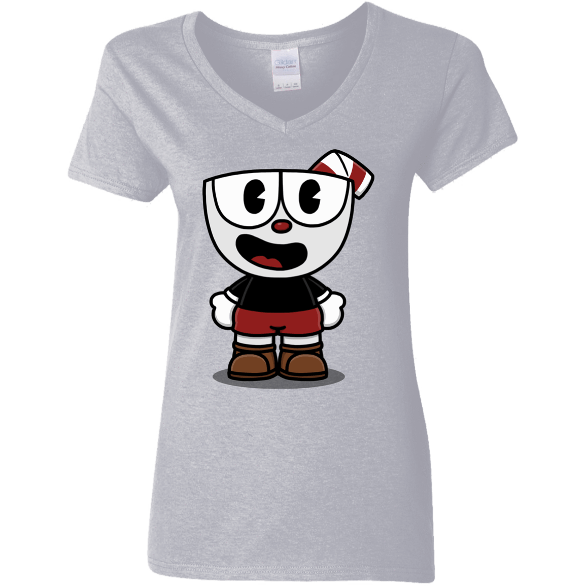 T-Shirts Sport Grey / S Hello Cuphead Women's V-Neck T-Shirt