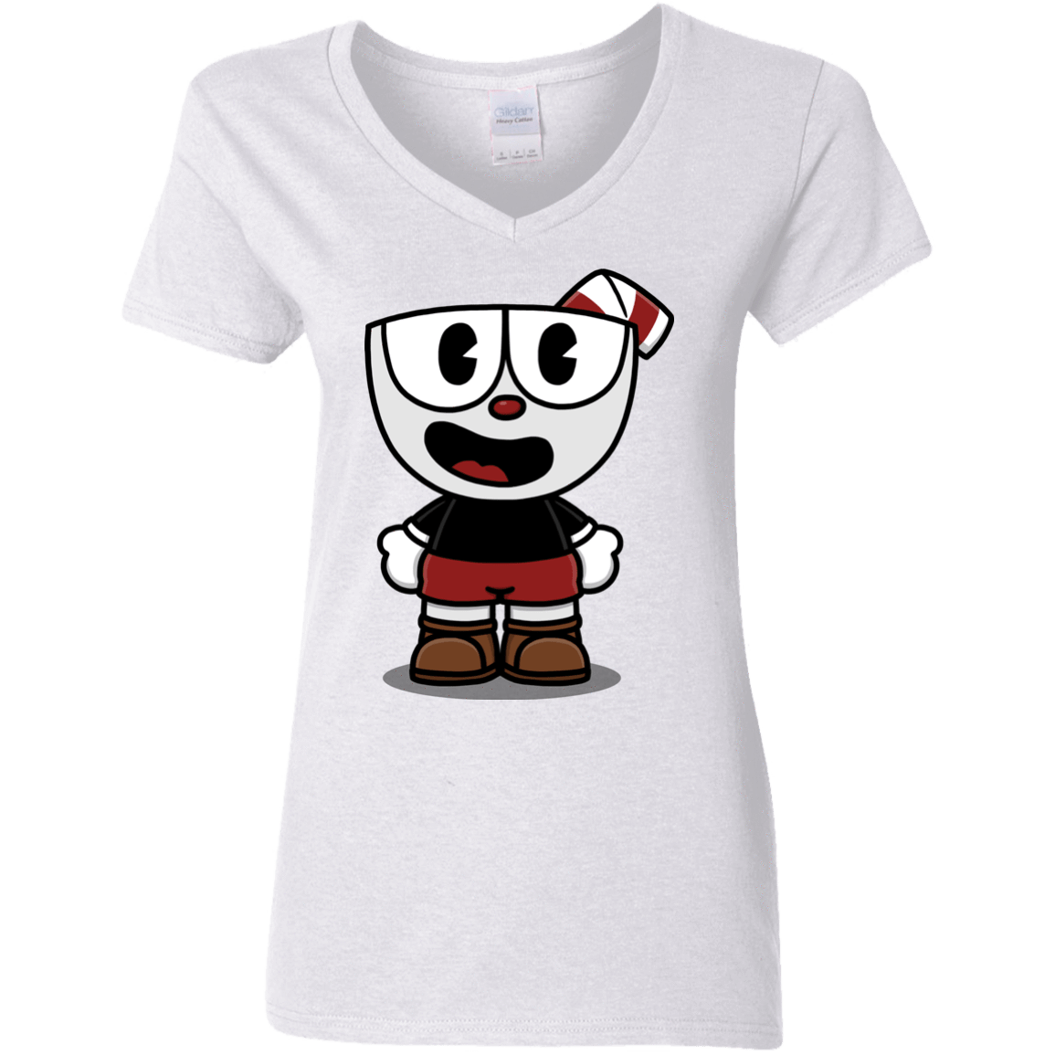 T-Shirts White / S Hello Cuphead Women's V-Neck T-Shirt