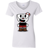 T-Shirts White / S Hello Cuphead Women's V-Neck T-Shirt