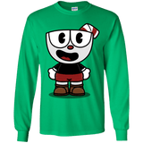 T-Shirts Irish Green / YS Hello Cuphead Youth Long Sleeve T-Shirt