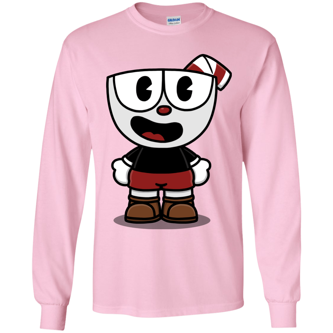 T-Shirts Light Pink / YS Hello Cuphead Youth Long Sleeve T-Shirt