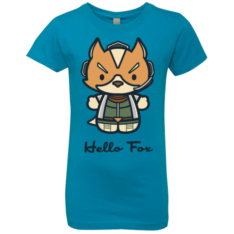 T-Shirts Turquoise / YXS Hello Fox Girls Premium T-Shirt
