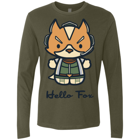 T-Shirts Military Green / Small Hello Fox Men's Premium Long Sleeve