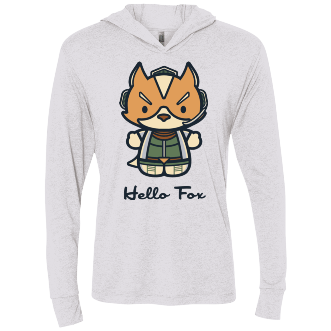 T-Shirts Heather White / X-Small Hello Fox Triblend Long Sleeve Hoodie Tee