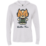 T-Shirts Heather White / X-Small Hello Fox Triblend Long Sleeve Hoodie Tee