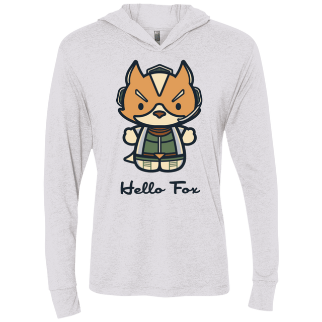 T-Shirts Heather White / X-Small Hello Fox Triblend Long Sleeve Hoodie Tee