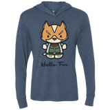 T-Shirts Indigo / X-Small Hello Fox Triblend Long Sleeve Hoodie Tee