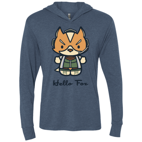 T-Shirts Indigo / X-Small Hello Fox Triblend Long Sleeve Hoodie Tee