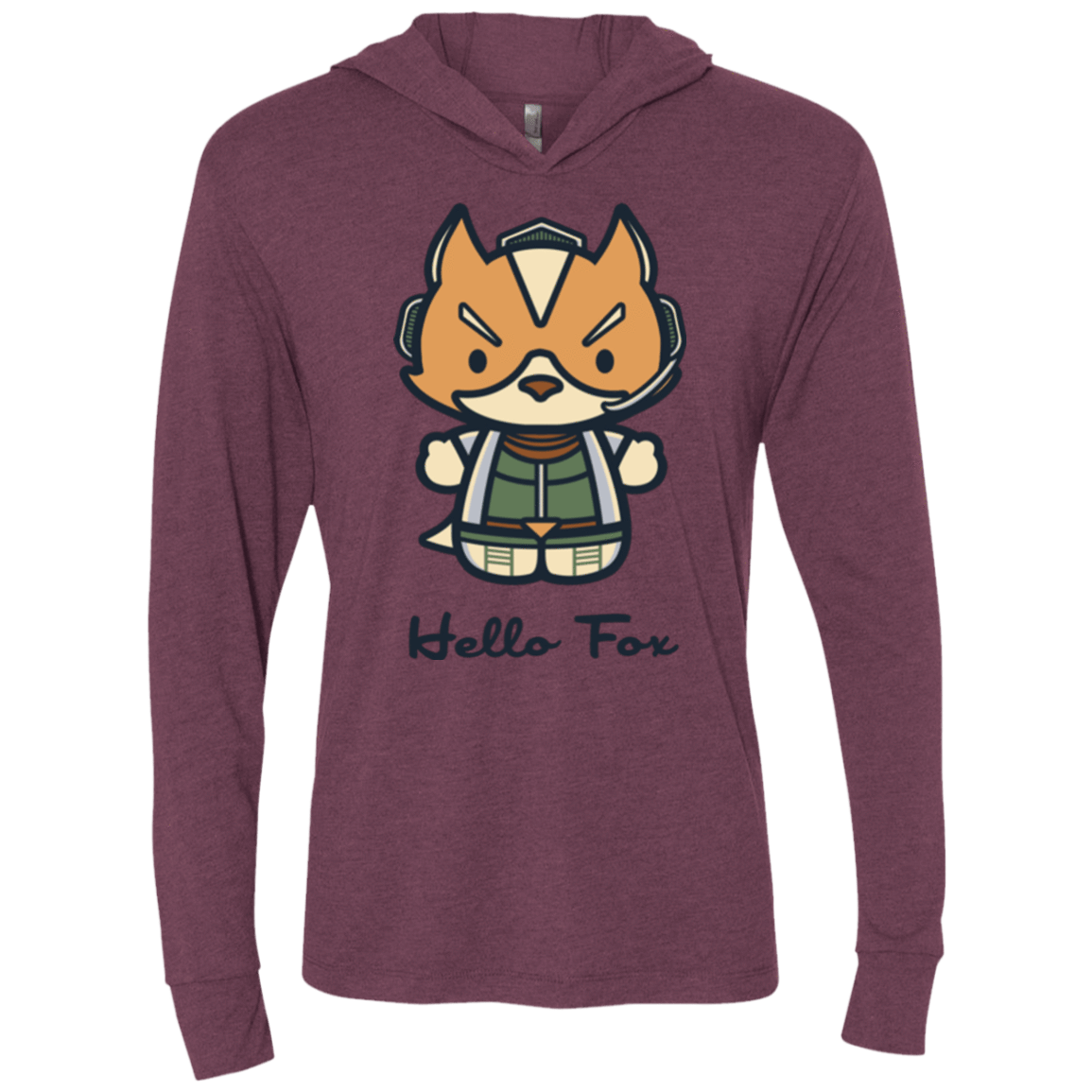 T-Shirts Hello Fox Triblend Long Sleeve Hoodie Tee