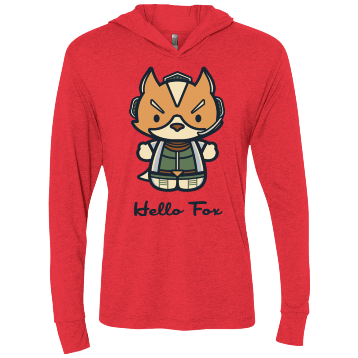 T-Shirts Vintage Red / X-Small Hello Fox Triblend Long Sleeve Hoodie Tee