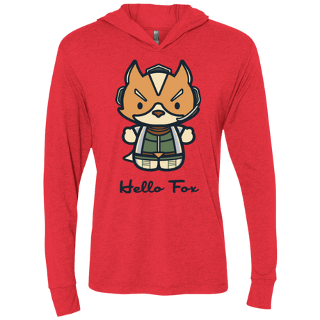T-Shirts Vintage Red / X-Small Hello Fox Triblend Long Sleeve Hoodie Tee