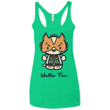 T-Shirts Envy / X-Small Hello Fox Women's Triblend Racerback Tank