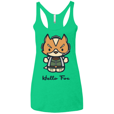 T-Shirts Envy / X-Small Hello Fox Women's Triblend Racerback Tank