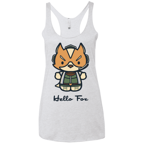 T-Shirts Heather White / X-Small Hello Fox Women's Triblend Racerback Tank